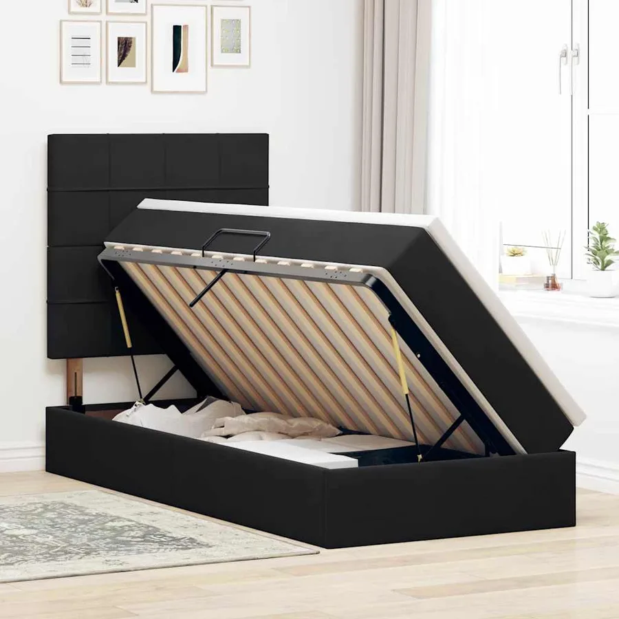 Lit de rangement LED avec matelas Noir 90 x 200 cm Velours - 4