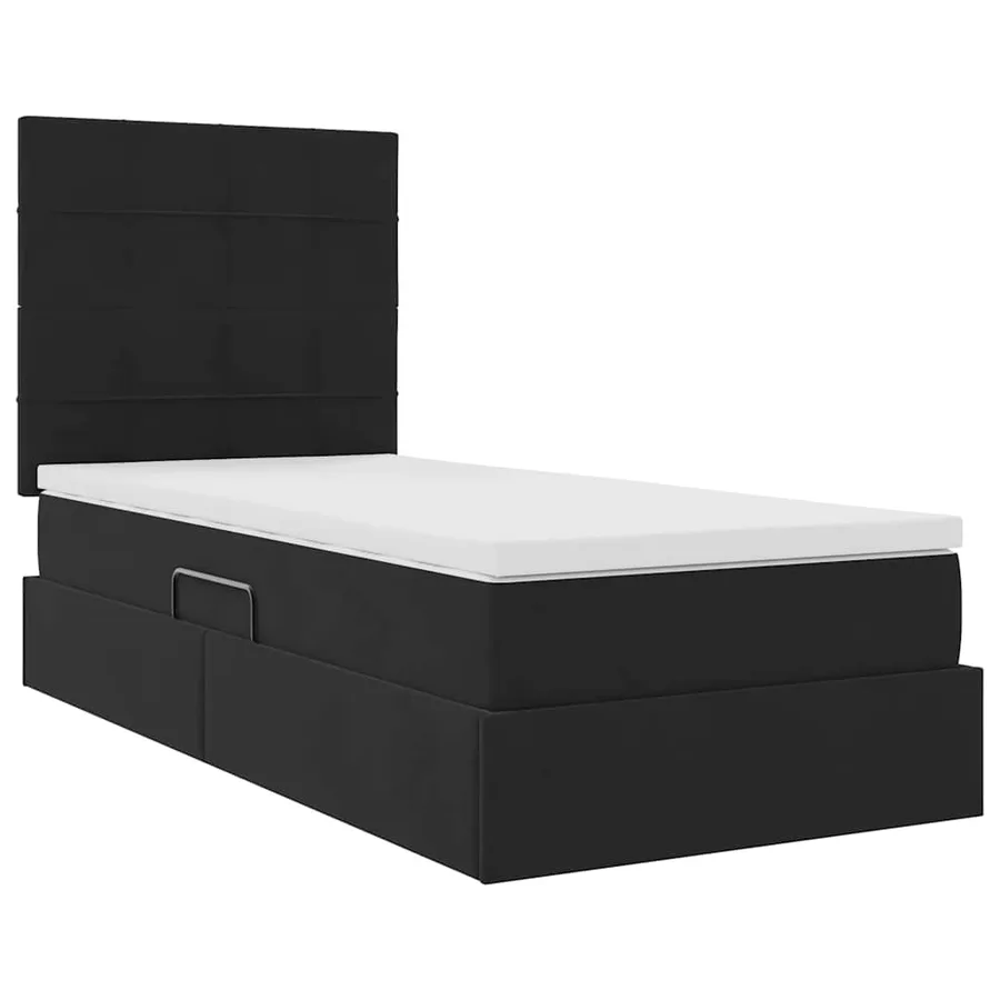 Lit de rangement LED avec matelas Noir 90 x 200 cm Velours - 6