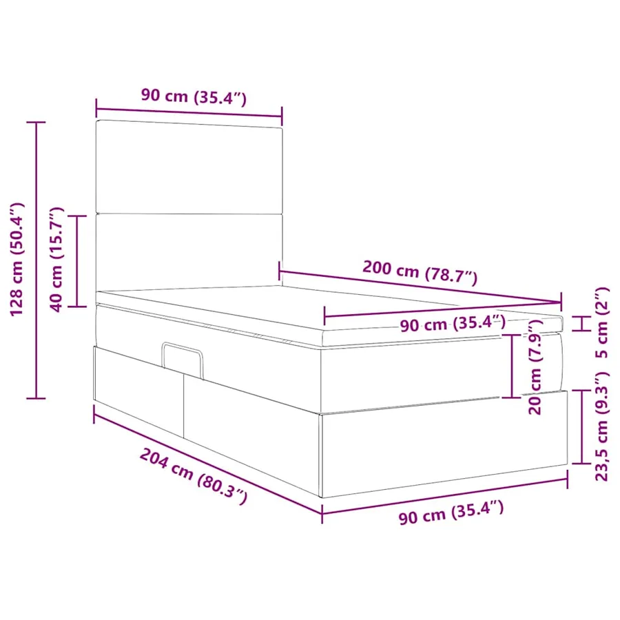Lit de rangement LED avec matelas Gris clair 90 x 200 cm - 17