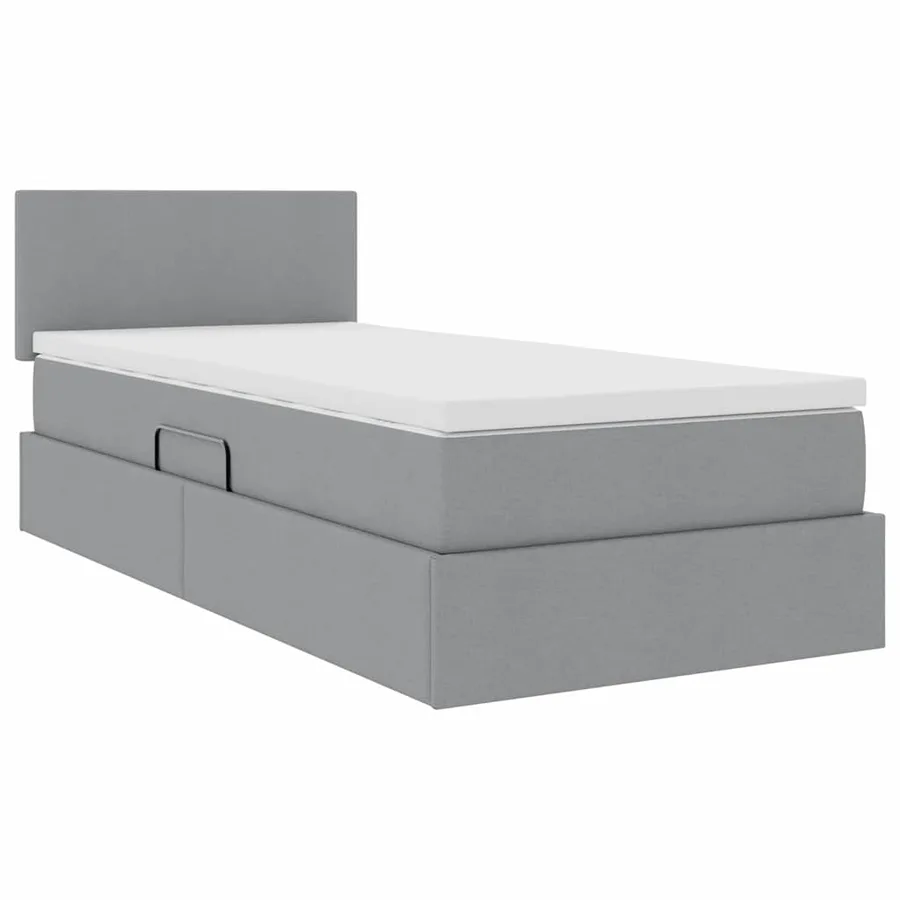 Lit avec rangement et matelas Gris clair 90 x 190 cm - 5