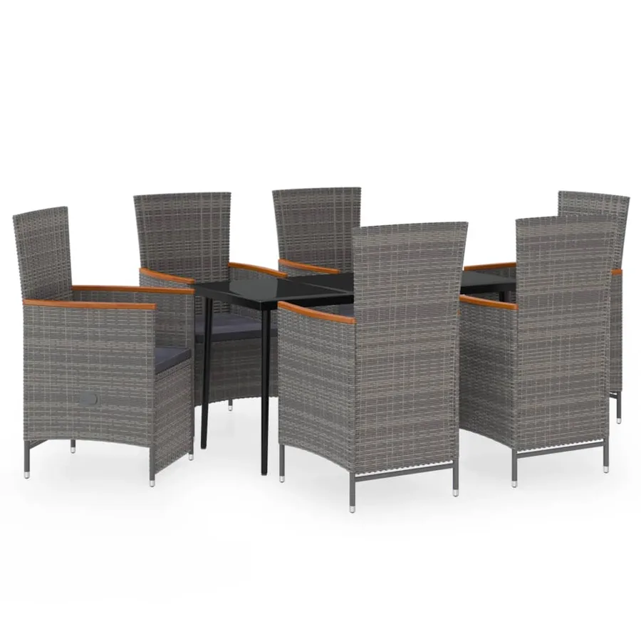 Ensemble à manger de jardin avec coussins 7 pcs Gris - 2