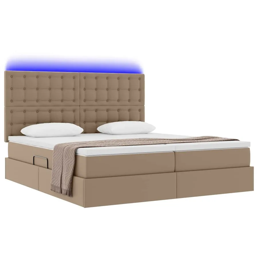 Lit avec rangement et LED Cappuccino 180 x 200 cm Simili cuir - 3