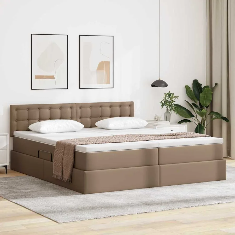 Lit avec rangement et LED avec matelas Cappuccino 180 x 200 cm