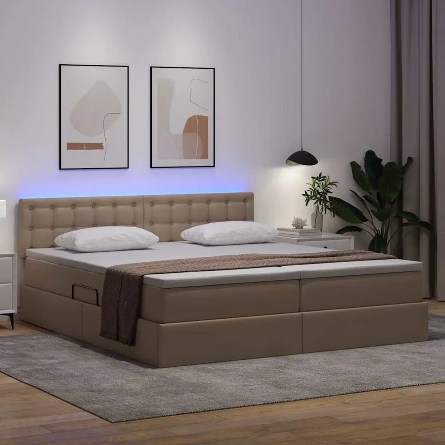 Lit avec rangement et LED avec matelas Cappuccino 180 x 200 cm - 5