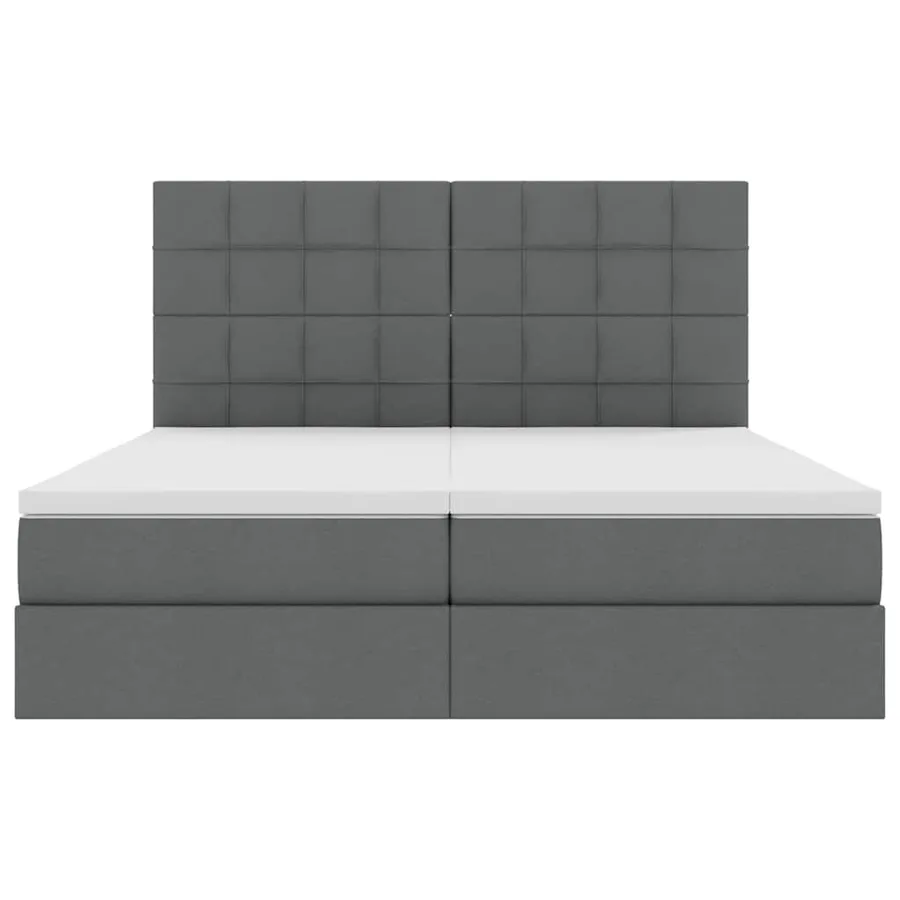 Lit de Rangement avec tête de lit Gris foncé 180 x 200 cm Tissu - 10