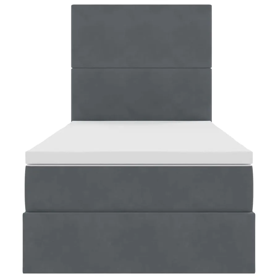 Lit avec rangement et matelas Gris foncé 90 x 200 cm Velours - 7