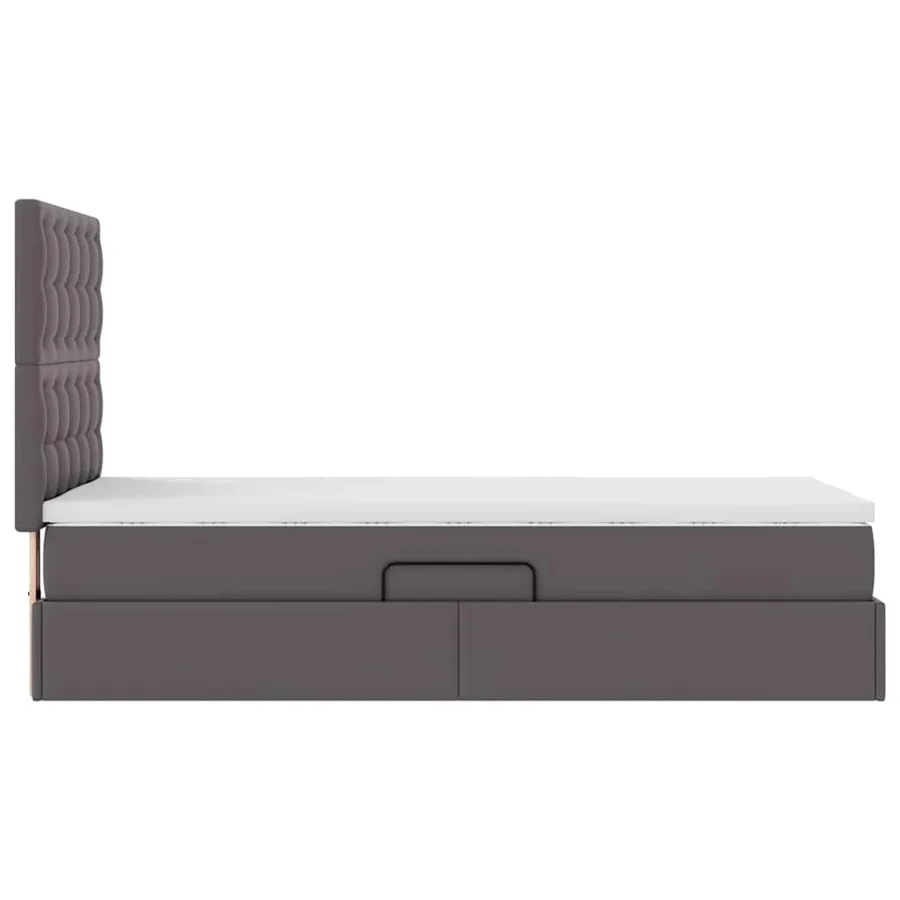 Lit avec rangement et LED Gris 90 x 190 cm Simili cuir - 11
