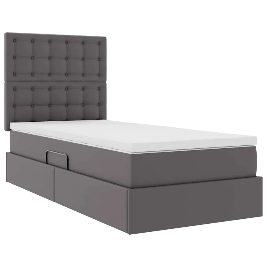 Lit avec rangement et LED Gris 90 x 190 cm Simili cuir - 6