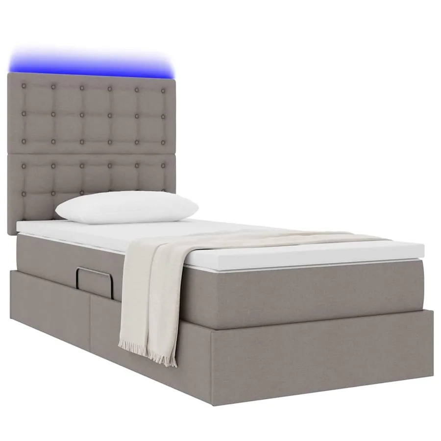 Lit de rangement LED avec matelas Taupe 90 x 190 cm Tissu - 3