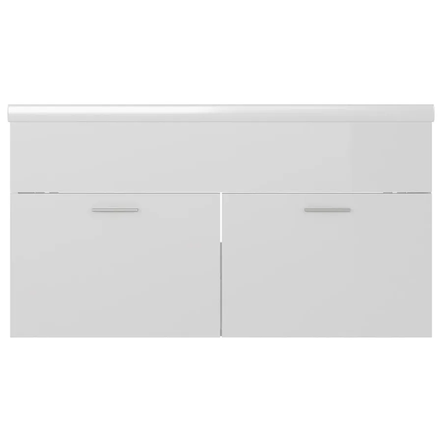 Armoire d'évier avec lavabo intégré Blanc brillant - 7