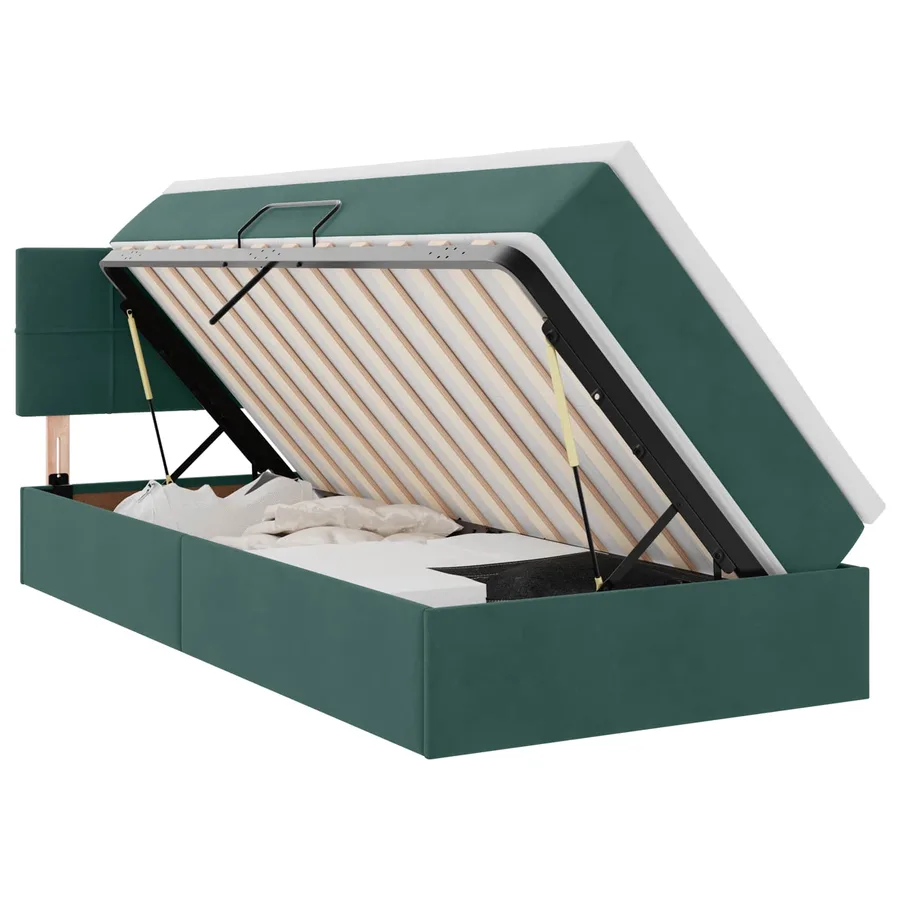 Lit de rangement LED avec matelas Vert foncé 90 x 190 cm - 2