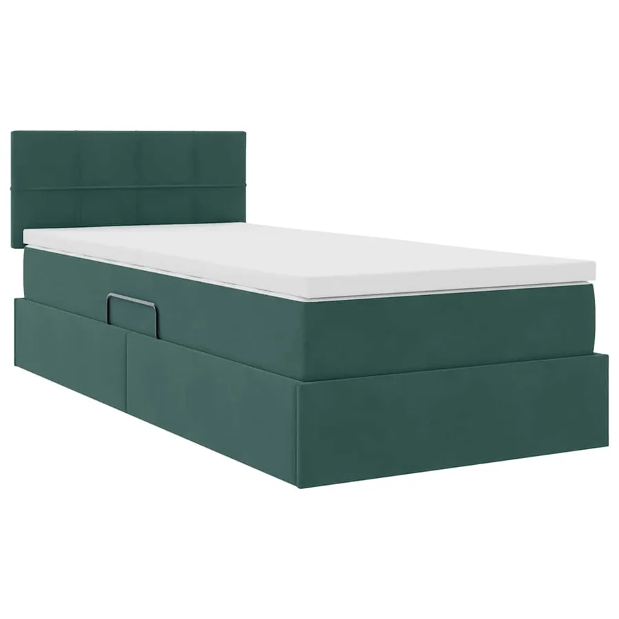 Lit de rangement LED avec matelas Vert foncé 90 x 190 cm - 6
