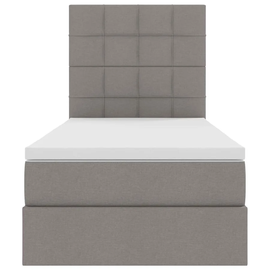 Lit avec rangement et matelas Taupe 90 x 190 cm tissu - 7