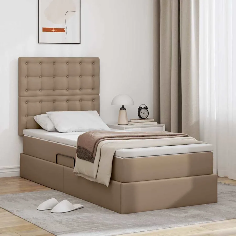 Lit de Rangement Cappuccino 100 x 200 cm Cuir synthétique