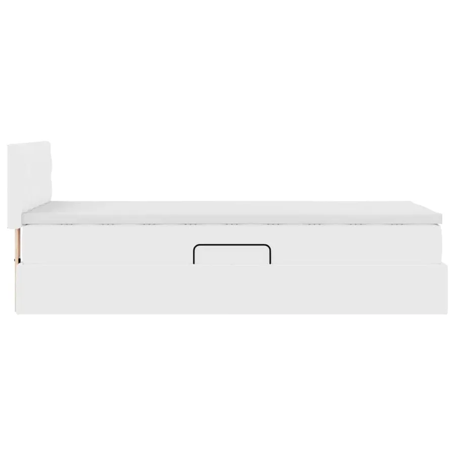 Lit avec rangement et matelas Blanc pur 90 x 190 cm Simili cuir - 10