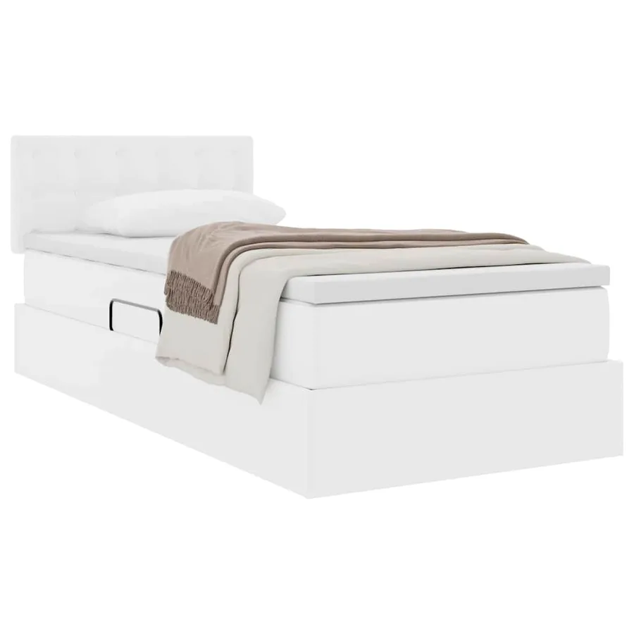 Lit avec rangement et matelas Blanc pur 90 x 190 cm Simili cuir - 3