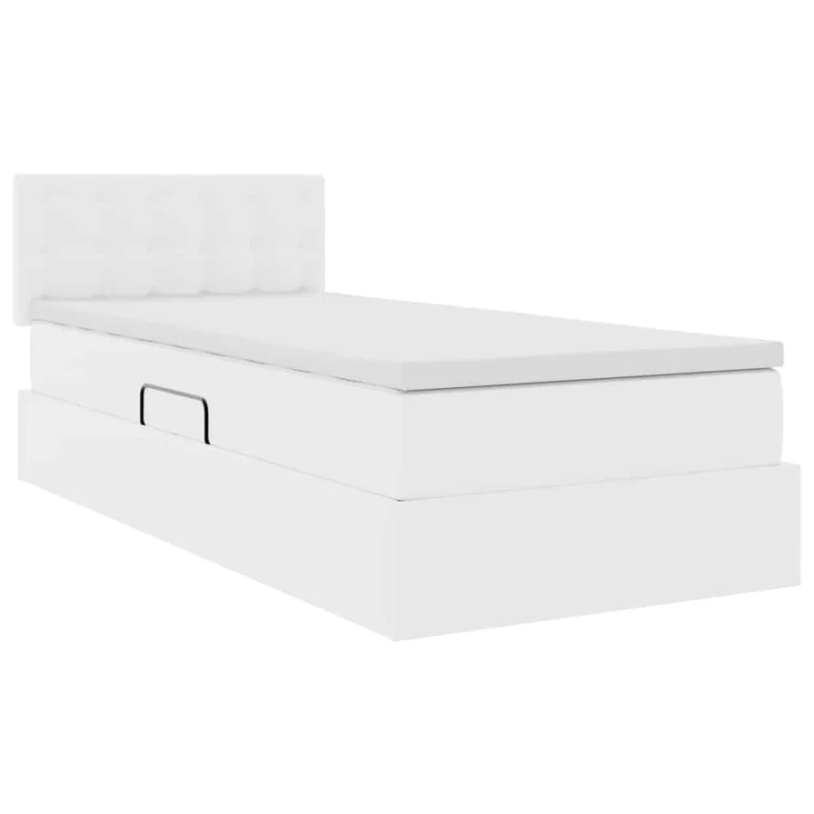Lit avec rangement et matelas Blanc pur 90 x 190 cm Simili cuir - 5