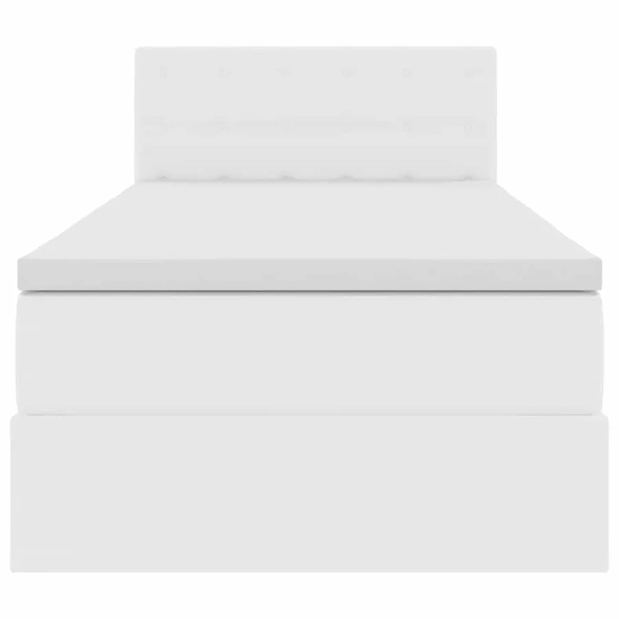 Lit avec rangement et matelas Blanc pur 90 x 190 cm Simili cuir - 7