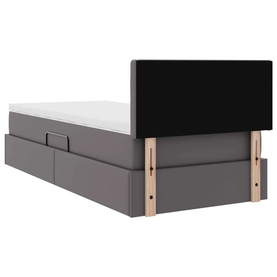 Lit avec rangement et matelas Gris 100 x 200 cm Simili cuir - 11