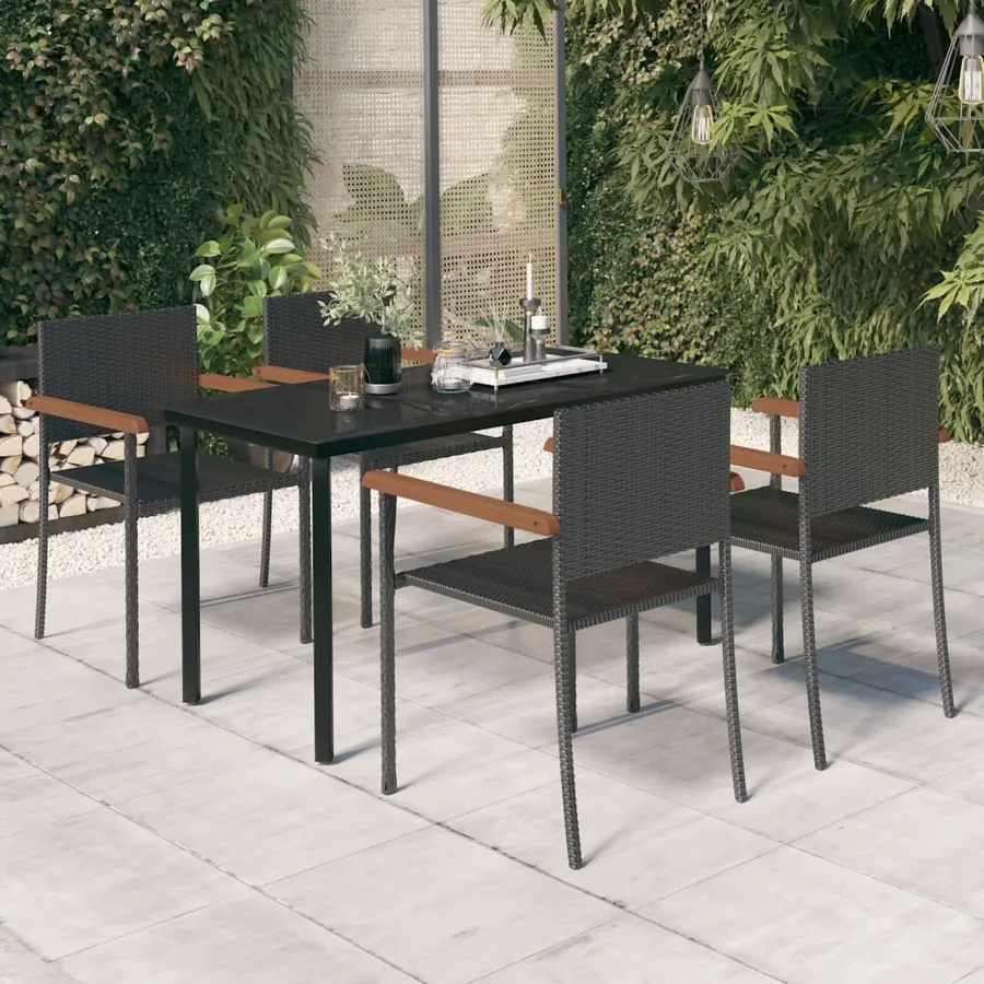 Ensemble à manger de jardin 5 pcs Noir