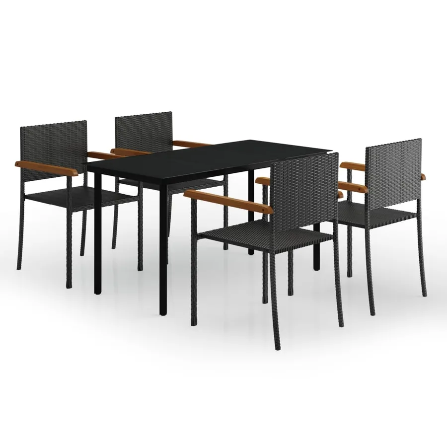 Ensemble à manger de jardin 5 pcs Noir - 2