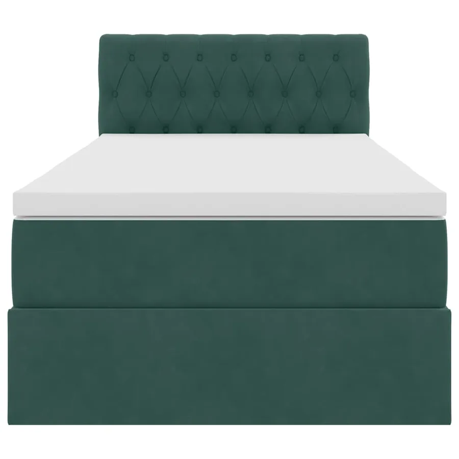 Lit de Rangement avec matelas Vert foncé 90 x 190 cm Velours - 7