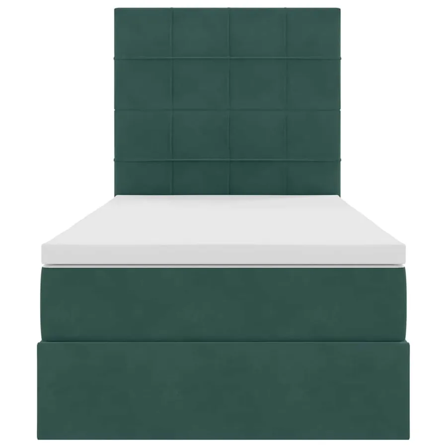 Lit avec rangement et matelas Vert foncé 90 x 190 cm Velours - 7