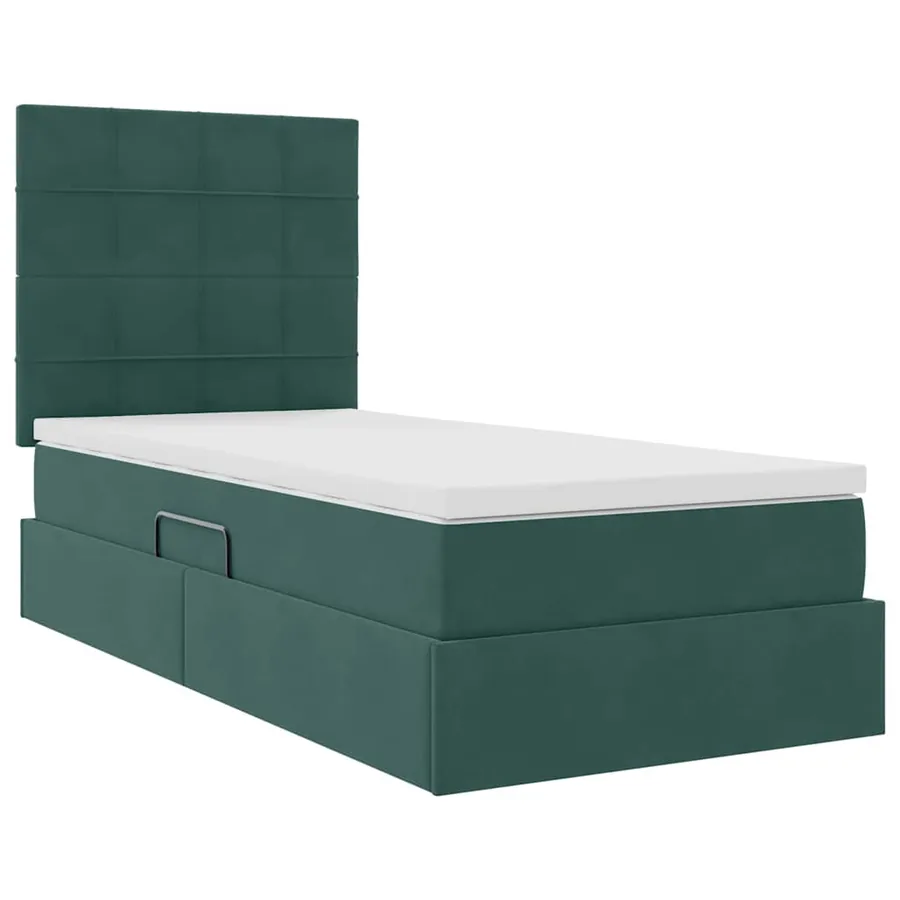 Lit de rangement LED avec matelas Vert foncé 90 x 190 cm - 6