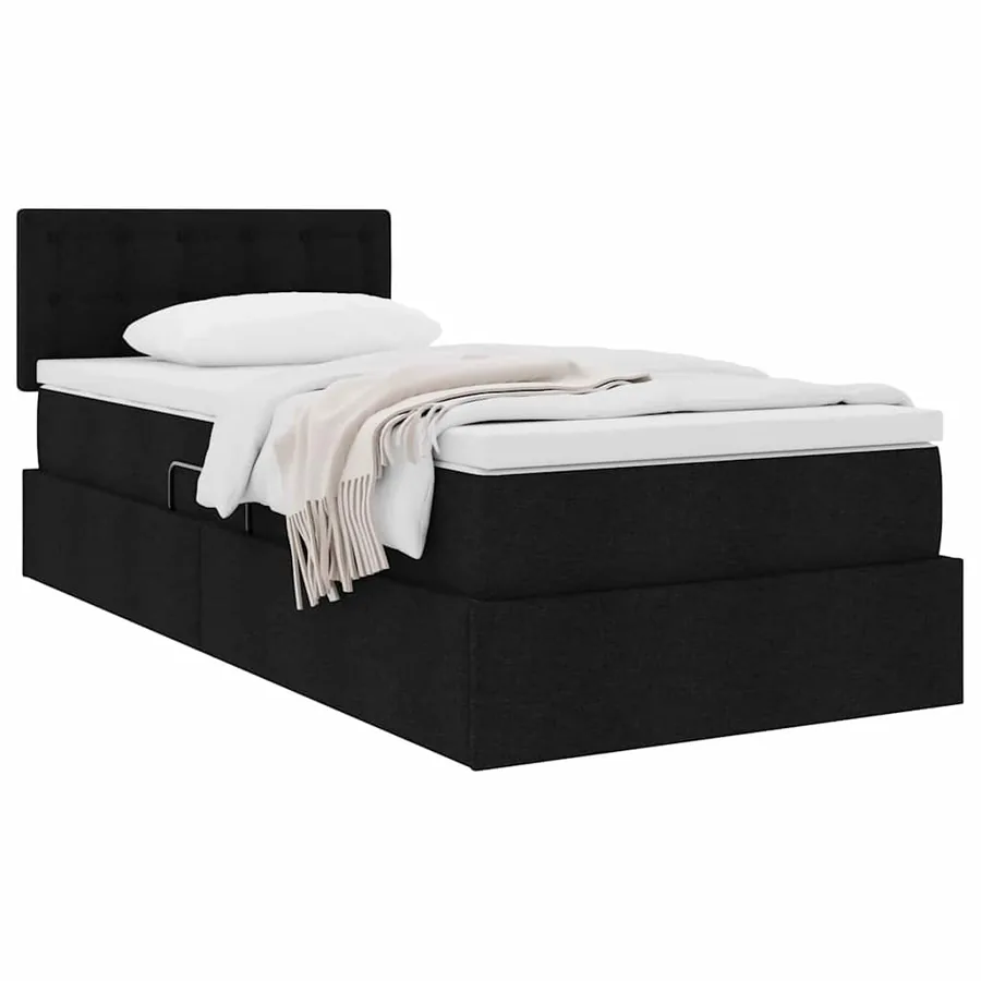 Lit avec rangement et matelas avec matelas Noir 90 x 190 cm - 3