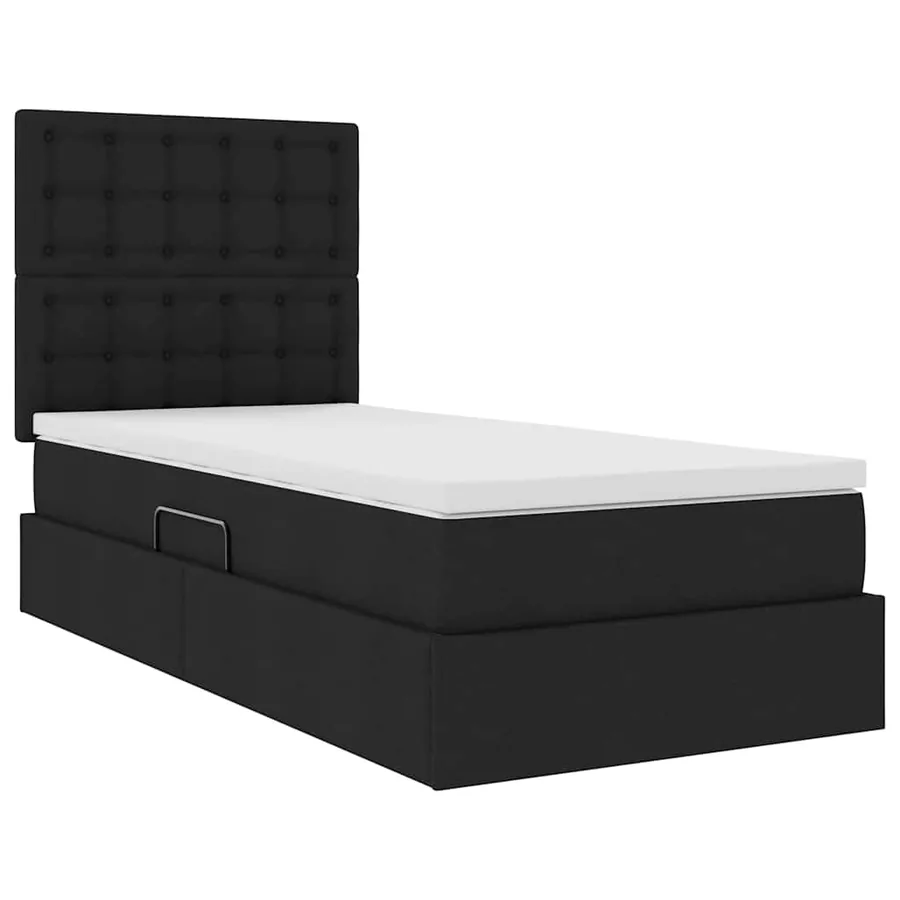 Lit de rangement LED avec matelas Noir 100 x 200 cm Tissu - 6