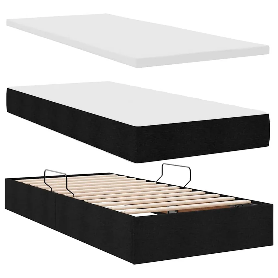 Lit de rangement LED avec matelas Noir 100 x 200 cm Tissu - 9