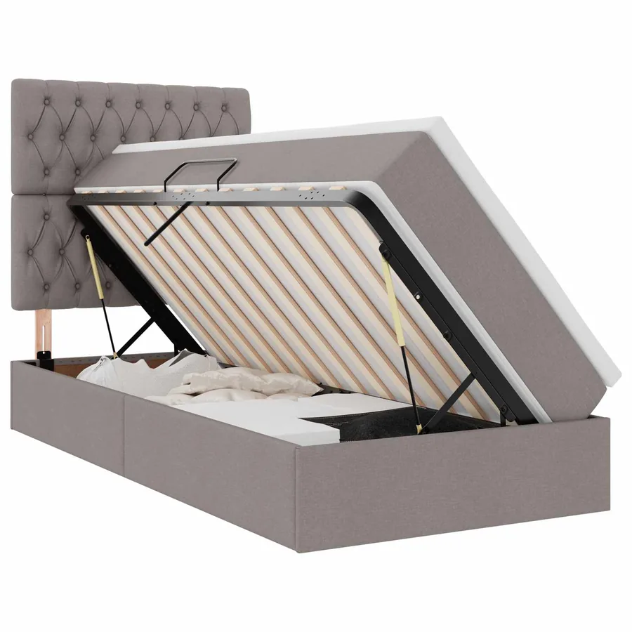 Lit de rangement LED avec matelas Taupe 90 x 200 cm Tissu - 2