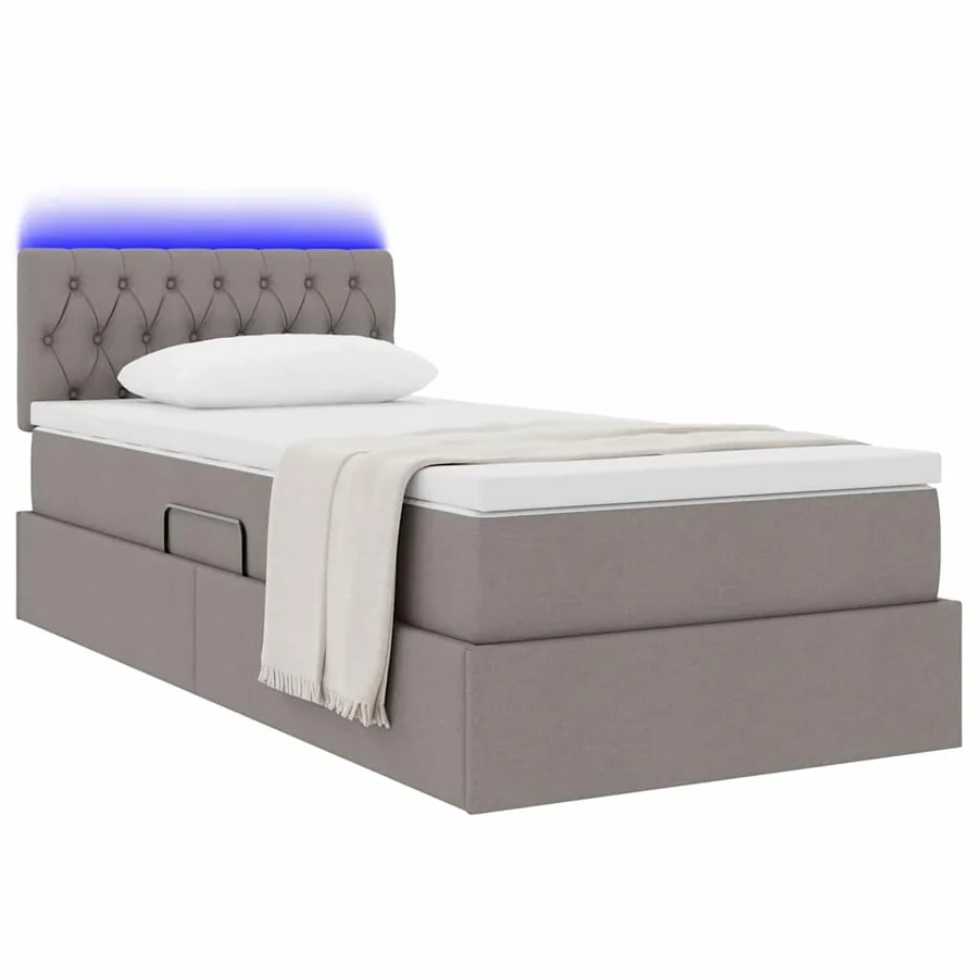 Lit de rangement LED avec matelas Taupe 90 x 200 cm Tissu - 3