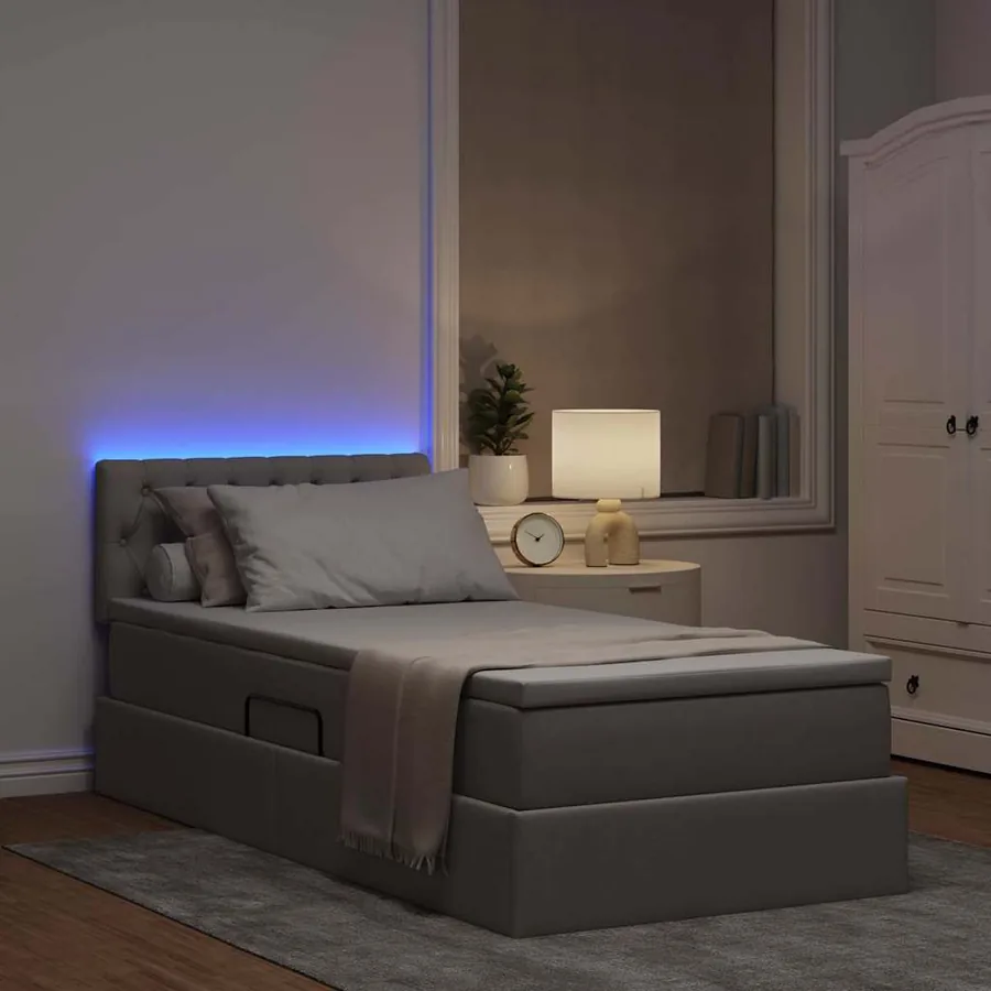 Lit de rangement LED avec matelas Taupe 90 x 200 cm Tissu - 5