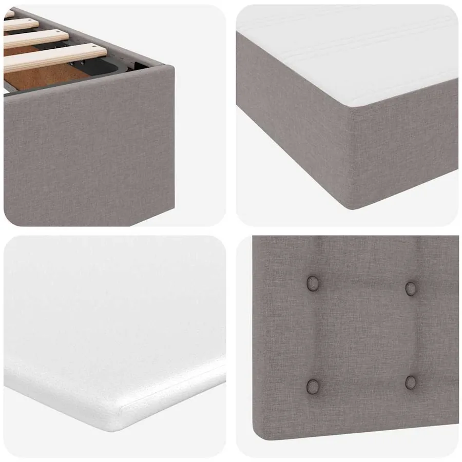 Lit avec rangement et matelas Taupe 90 x 200 cm tissu - 10