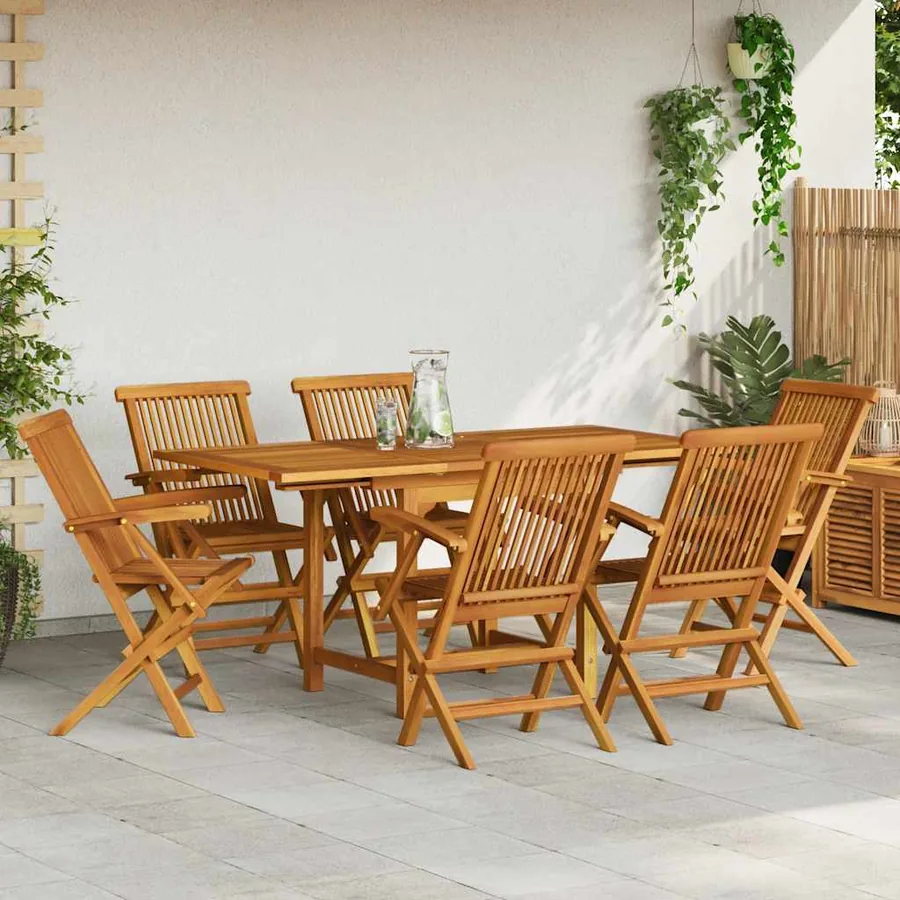 Salon de jardin 7 pcs Bois de teck massif