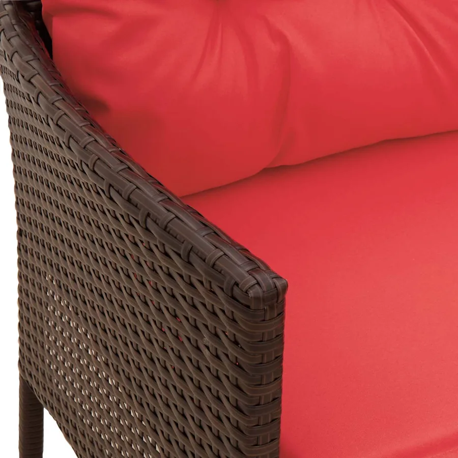 Ensemble de canapé de jardin 2 pcs Marron et rouge polyrotin - 12
