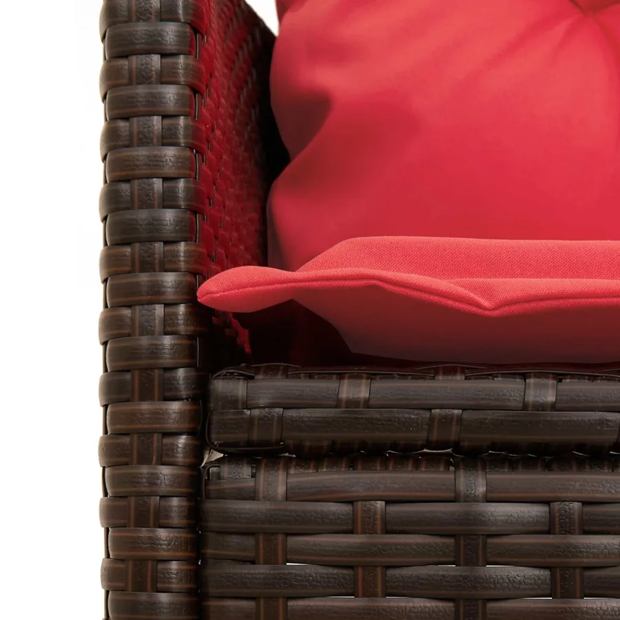 Ensemble de canapé de jardin 2 pcs Marron et rouge polyrotin - 8