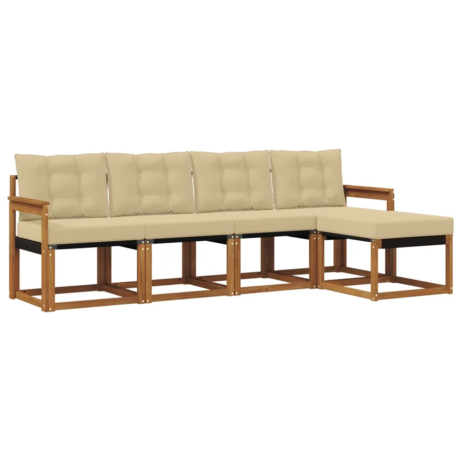 Ensemble de canapés d'extérieur 5 pcs Naturel et Beige - 2