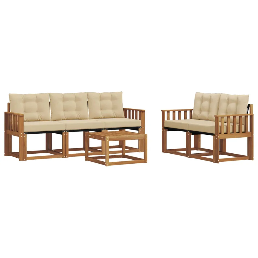 Ensemble de canapés d'extérieur 6 pcs Naturel et Beige - 2