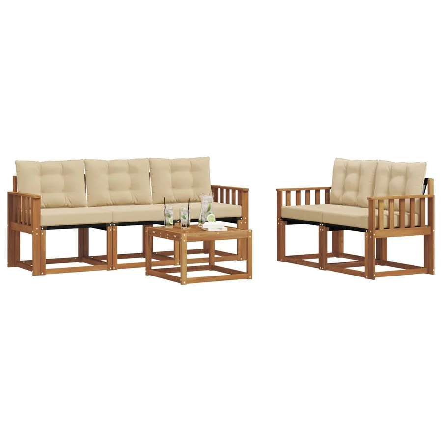 Ensemble de canapés d'extérieur 6 pcs Naturel et Beige - 3