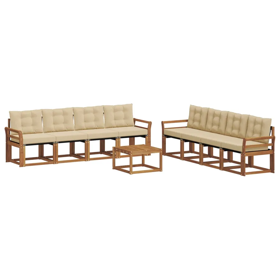 Ensemble de canapés d'extérieur 9 pcs Naturel et Beige - 2