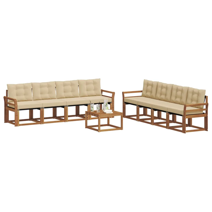 Ensemble de canapés d'extérieur 9 pcs Naturel et Beige - 3