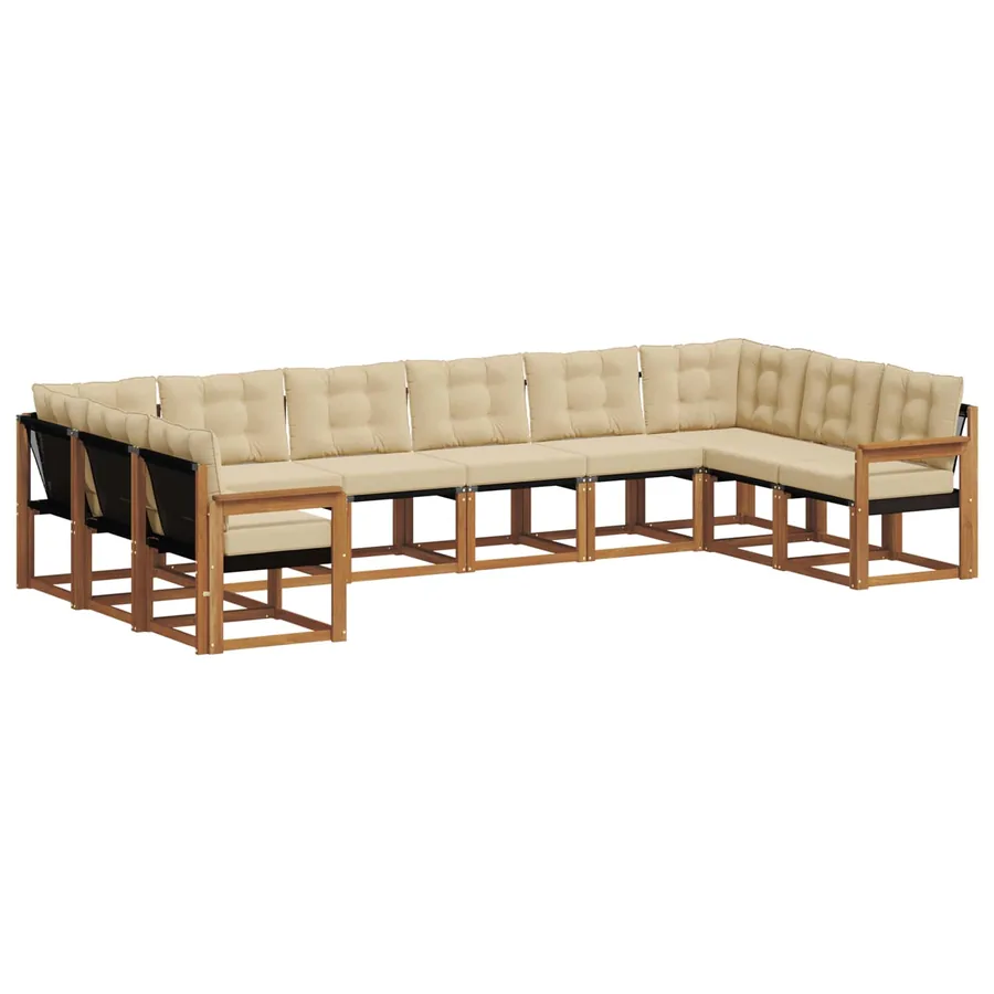Ensemble de canapés d'extérieur 10 pcs Naturel et Beige - 2