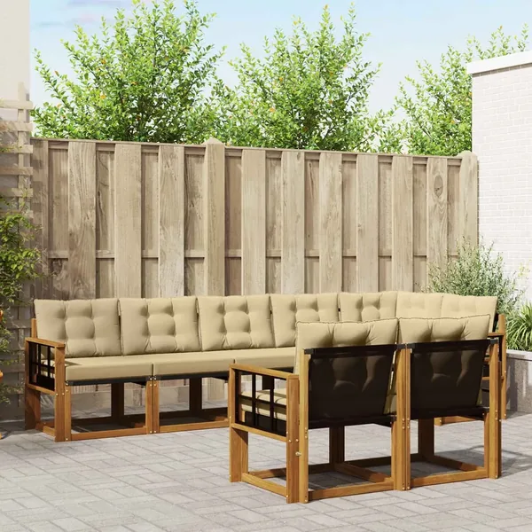 Ensemble de canapés d'extérieur 8 pcs Naturel et Beige