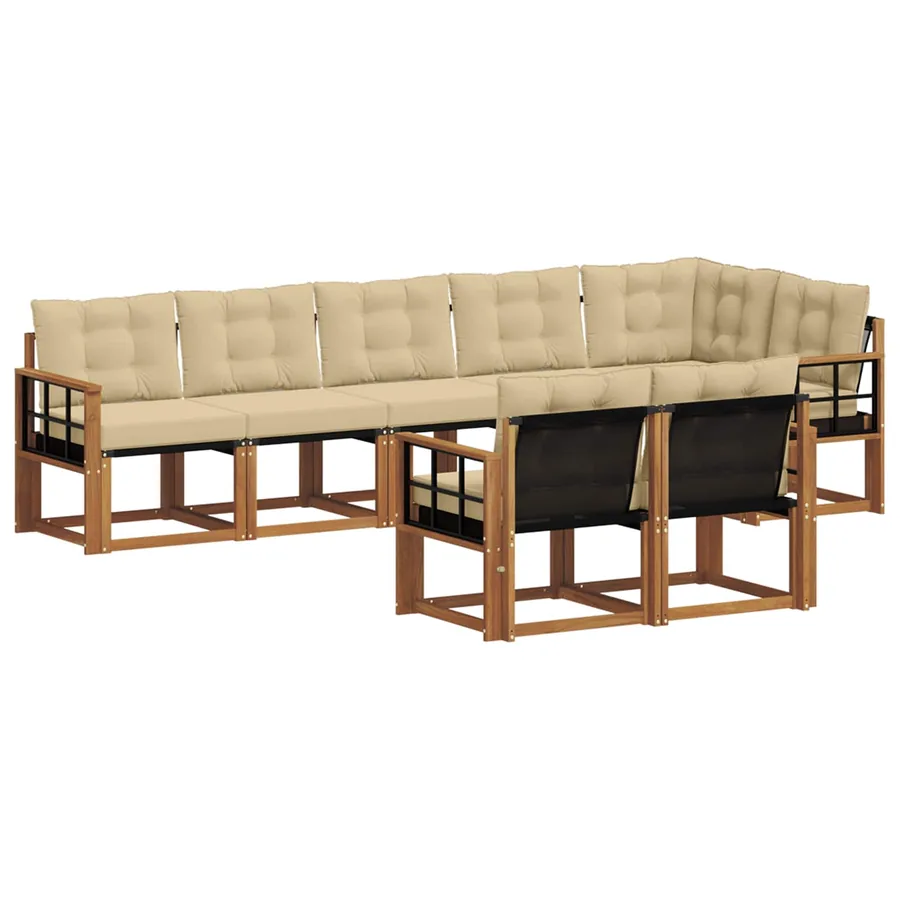 Ensemble de canapés d'extérieur 8 pcs Naturel et Beige - 2