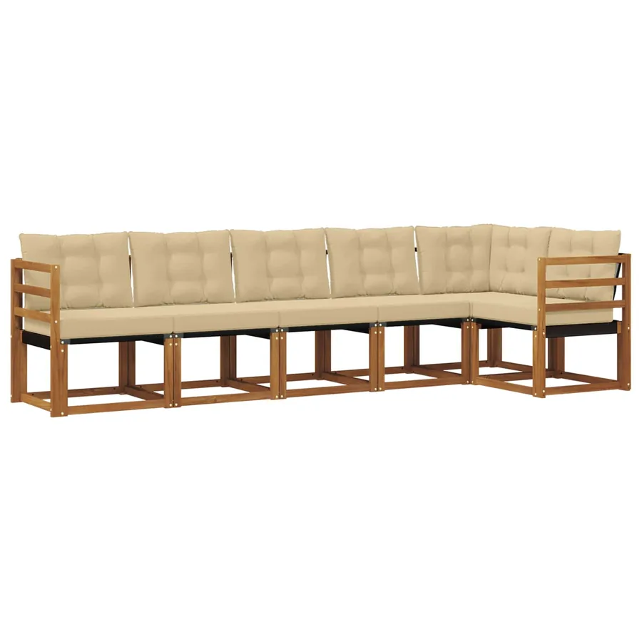 Ensemble de canapés d'extérieur 6 pcs Naturel et Beige - 2