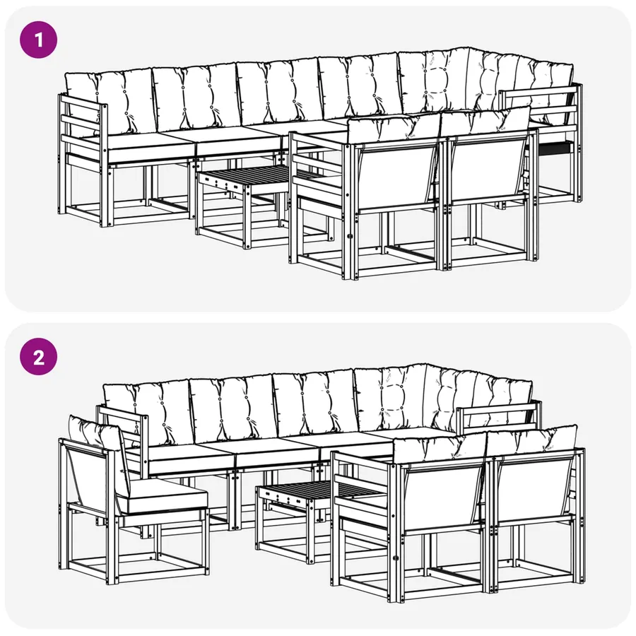 Ensemble de canapés d'extérieur 9 pcs Naturel et Beige - 10