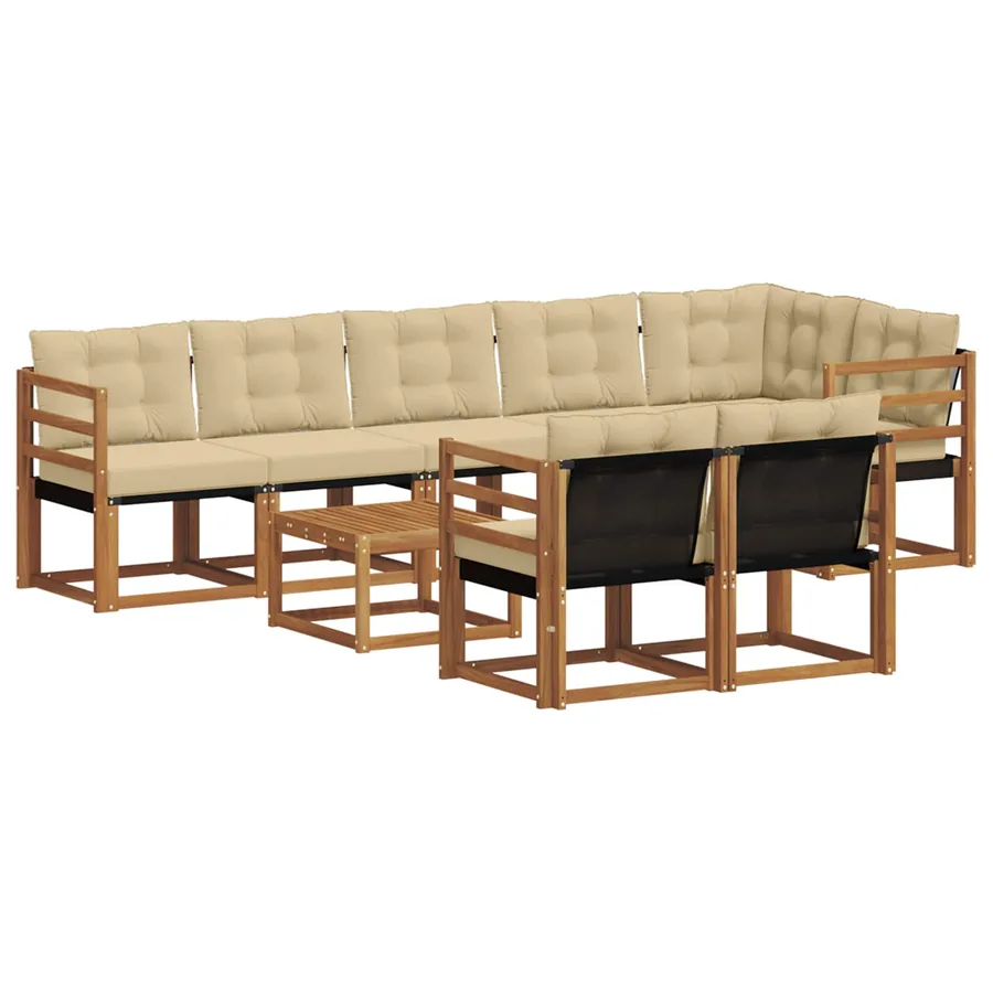 Ensemble de canapés d'extérieur 9 pcs Naturel et Beige - 2