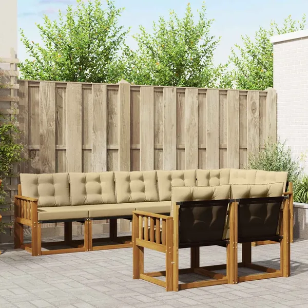 Ensemble de canapés d'extérieur 8 pcs Naturel et Beige
